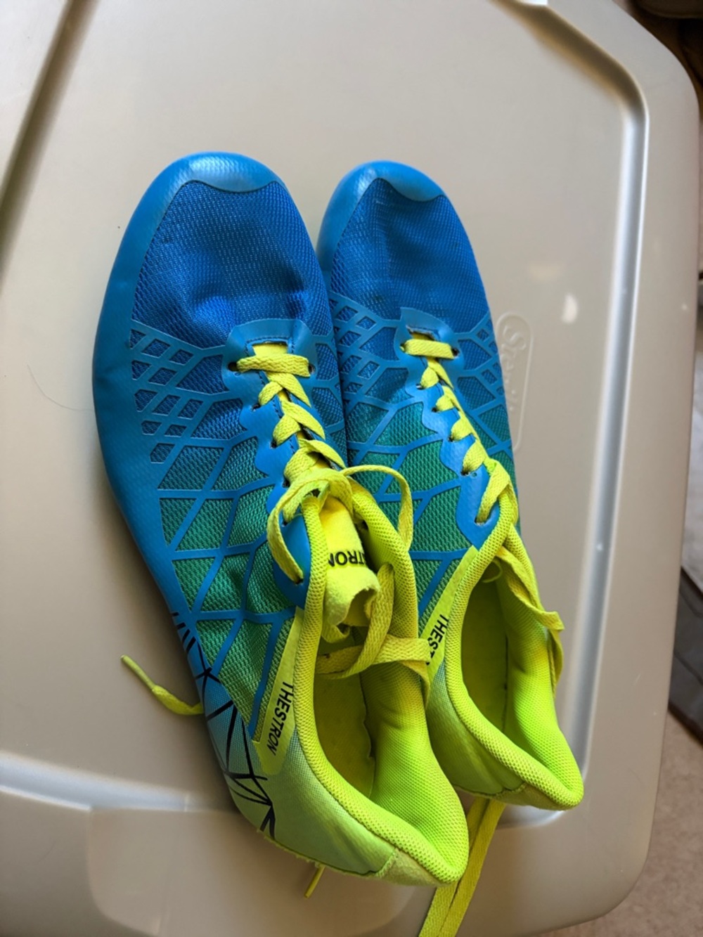 Blue and Neon Yellow Men’s Athletic Running Shoes